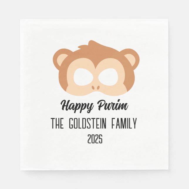 Purim Monkey Maskerade Kostüm Serviette (Vorderseite)