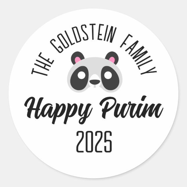 Purim Panda Maskerade Kostüm Runder Aufkleber (Vorderseite)