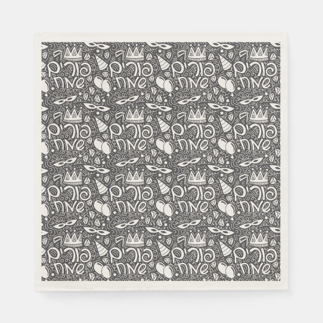 Purim-Papier-Servietten Serviette (Vorderseite)