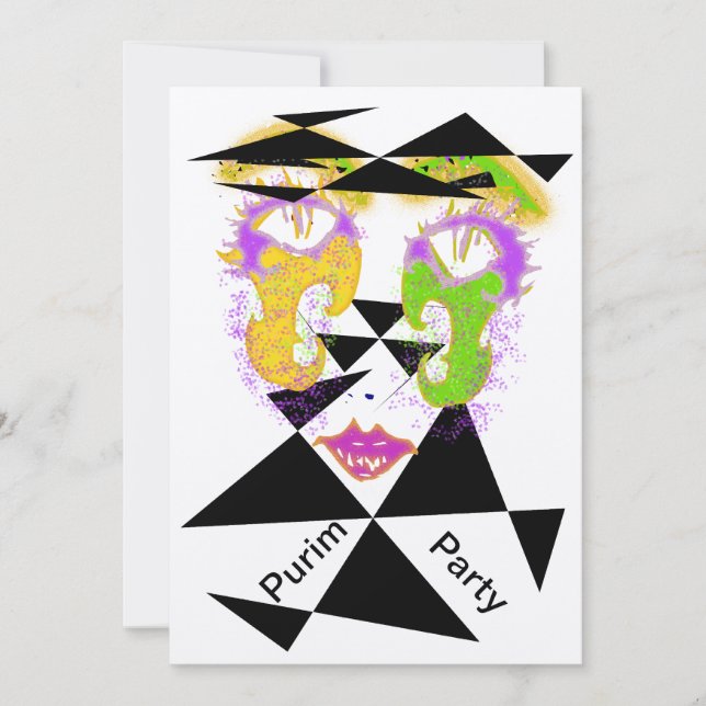 Purim Party Celebration Abstrakt Style Einladungen (Vorderseite)