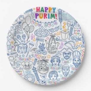 Purim Party Teller - Festliche jüdische Designs