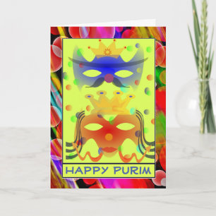 Purim Queen King maskiert farbenprächtige Gegenwar Karte