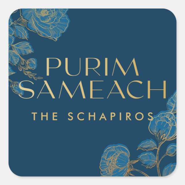 Purim Sameach-Etiketten für Mishloach-Manot Quadratischer Aufkleber (Vorderseite)