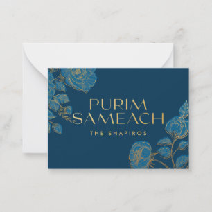 Purim Sameach mit Blume für Shaloch-Manot Mitteilungskarte