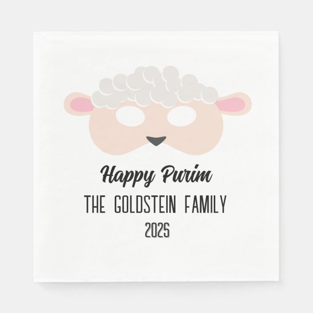 Purim Schafmaske masquerade Kostümname Serviette (Vorderseite)