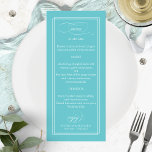 Purist Blue Simple Elegant 4x9 Hochzeitsmenü Menükarte<br><div class="desc">Purist Blue Simple Elegant 4x9 Hochzeitsmenü</div>