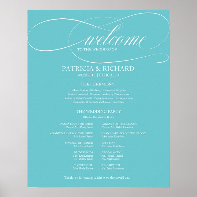Purist Blue Wedding Poster (Vorne)