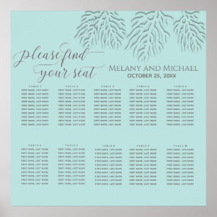 Puristisch blau mit romantischer Korallenkalligrap Poster