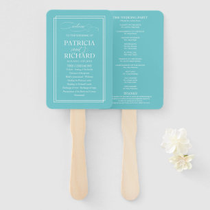 Puristische Blaue Einfache Elegante Hochzeitsprogr Fächer