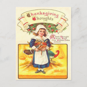 Puritan Girl & Turkey Postkarte