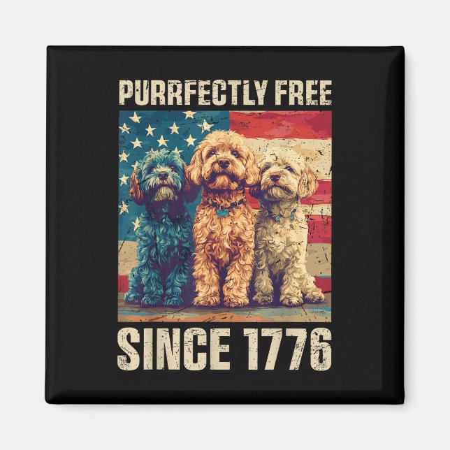 Purkutsch freier Cavapoo Hund Lover 4. Juli Magnet (Vorne)