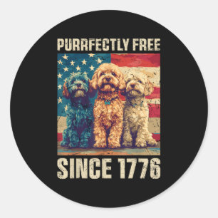 Purkutsch freier Cavapoo Hund Lover 4. Juli Runder Aufkleber