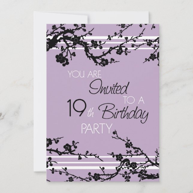Purple 19e anniversaire Carte d'invitation (Devant)