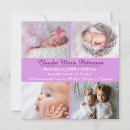 Purple 4 Photos - Faire-part de naissance