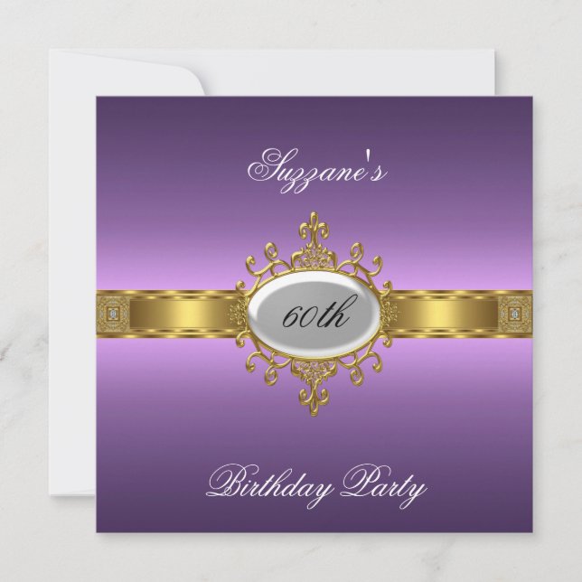 Purple 60e anniversaire Invitation fête violet (Devant)