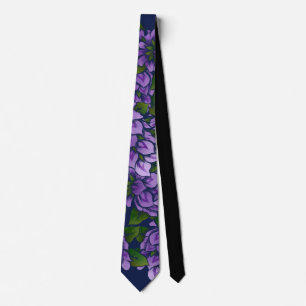 Purple Abstract Floral Art Krawatte