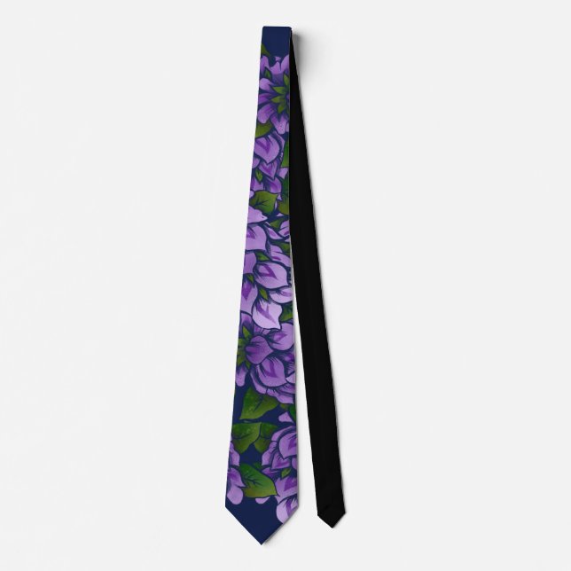 Purple Abstract Floral Art Krawatte (Vorderseite)