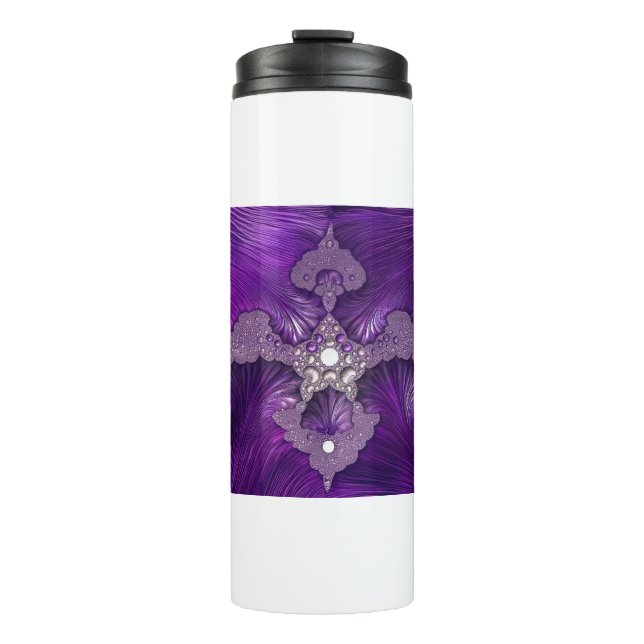 Purple Abstract Fractal Bird Thermosbecher (Vorderseite)