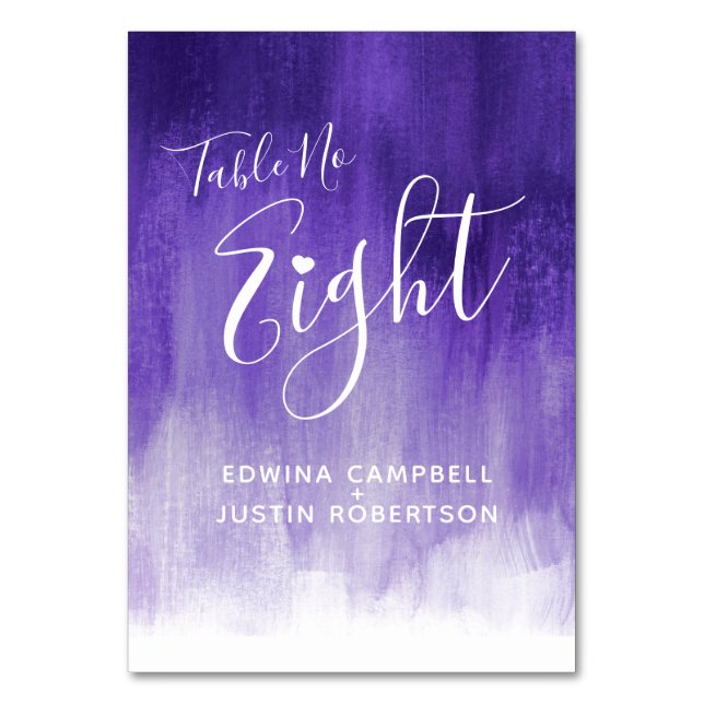 Purple abstract wash modern art table number 8 tischnummer (Rückseite)