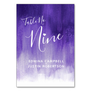 Purple abstract wash modern art table number nine tischnummer