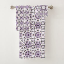 Purple and black geometric pattern Towel Badhandtuch Set