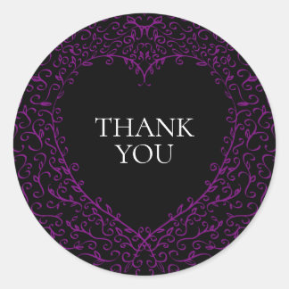 Purple and Black Heart Gothic Wedding Stickers