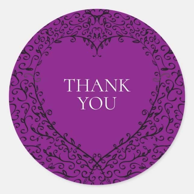 Purple and Black Heart Gothic Wedding Stickers (Vorderseite)