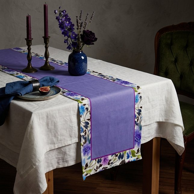 Purple and blue floral medium table runner kurzer tischläufer (Von Creator hochgeladen)