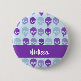 Purple and blue melting skulls pattern button