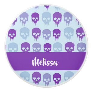 Purple and blue melting skulls pattern keramikknauf