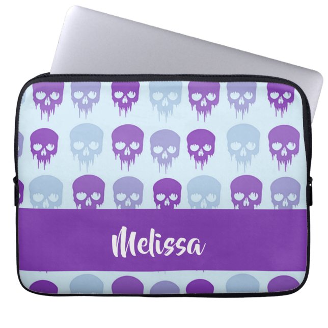 Purple and blue melting skulls pattern laptopschutzhülle (Vorderseite)