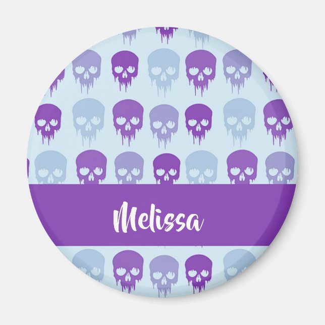 Purple and blue melting skulls pattern magnet (Vorne)