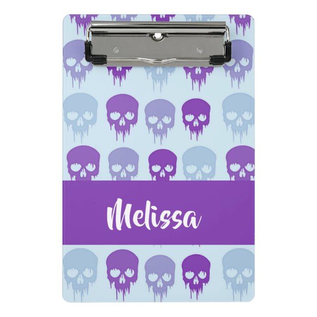 Purple and blue melting skulls pattern mini klemmbrett (Vorderseite)