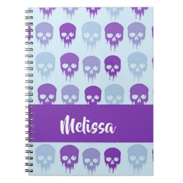 Purple and blue melting skulls pattern notizblock