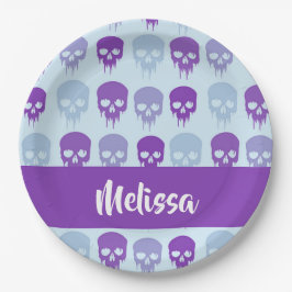 Purple and blue melting skulls pattern pappteller