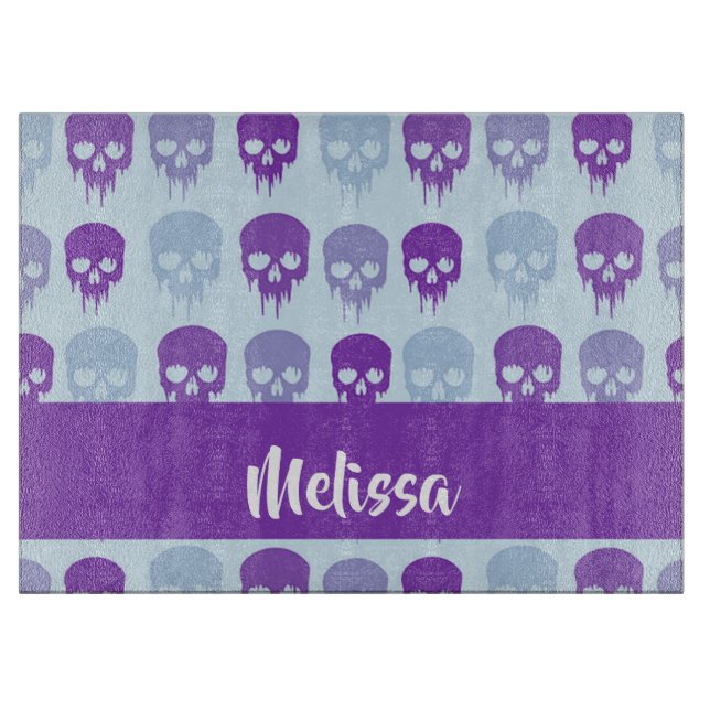 Purple and blue melting skulls pattern schneidebrett (Vorderseite)