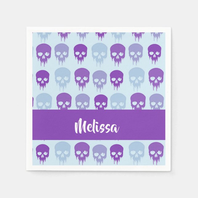 Purple and blue melting skulls pattern serviette (Vorderseite)