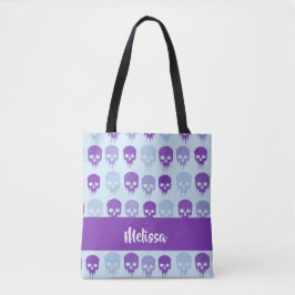 Purple and blue melting skulls pattern tasche