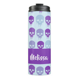 Purple and blue melting skulls pattern thermosbecher