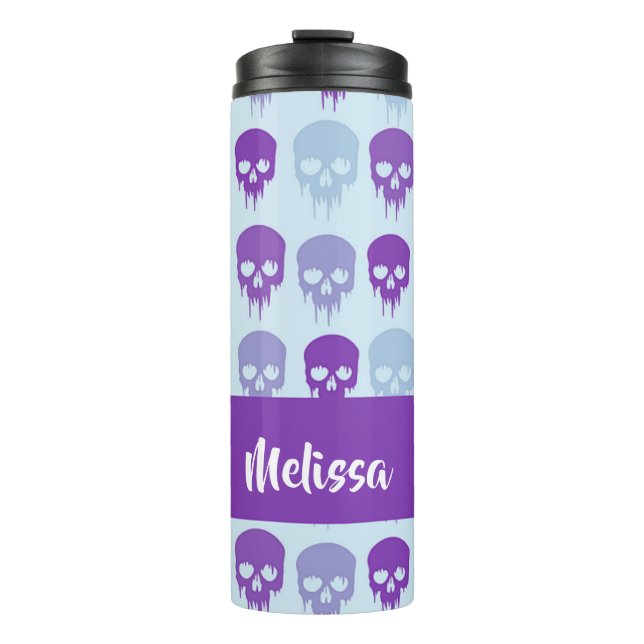 Purple and blue melting skulls pattern thermosbecher (Vorderseite)