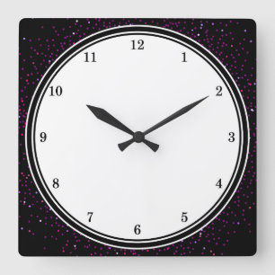 Purple and Blue Sparkle Quadratische Wanduhr