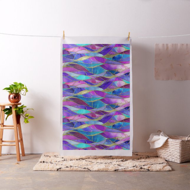Purple and Blue Stained Glass Mosaic pattern Stoff (Beispiel)