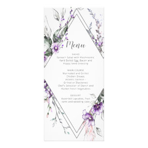 Purple and Blush Diamond Frame Wedding   Menu