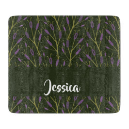 Purple and brown floral branches pattern schneidebrett