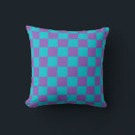 Purple and Cyan Checkerboard Kissen<br><div class="desc">Purple and Cyan Checkerboard</div>