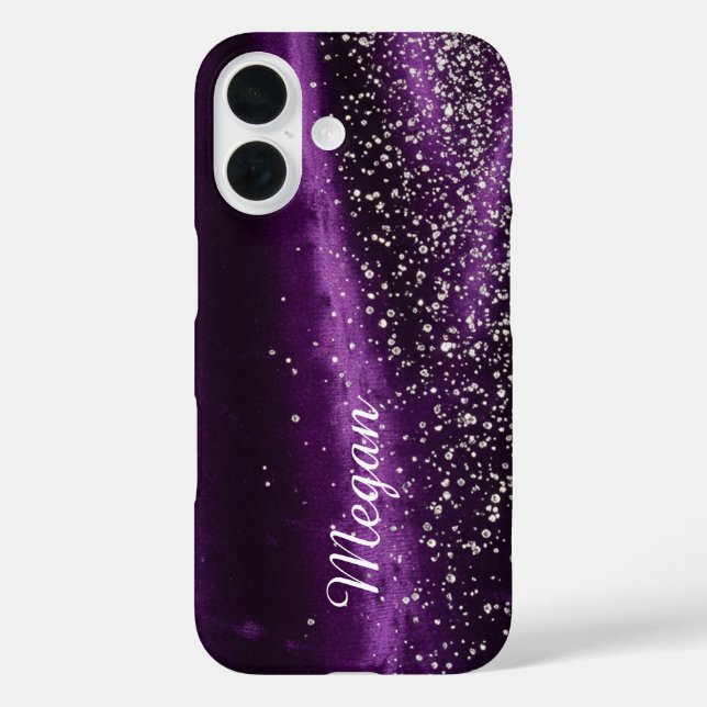 Purple and diamonds - Stunning Barely There iPhone 16 Hülle (Rückseite)