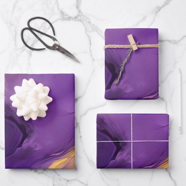 Purple and Gold Abstract Geschenkpapier Set (Vorderseite)