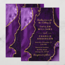 Purple and Gold Agate Marble Wedding