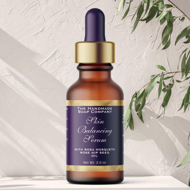 Purple and Gold Cosmetics Dropper Bottle Label  Adressaufkleber (Von Creator hochgeladen)