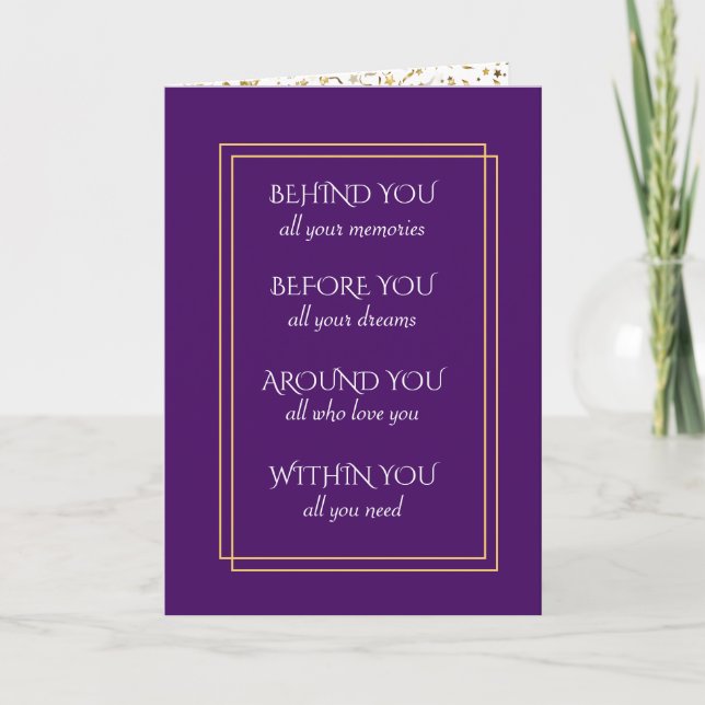 Purple and Gold Graduation Inspiration Karte (Vorderseite)